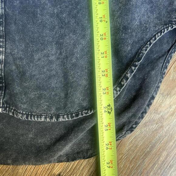 Zara Woman Gray/Black Acid Wash Denim Button-Up Shirt With 3/4 Sleeves Medium - Picture 4 of 6
